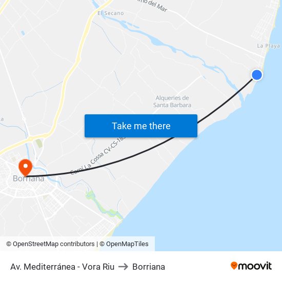 Av. Mediterránea - Vora Riu to Borriana map