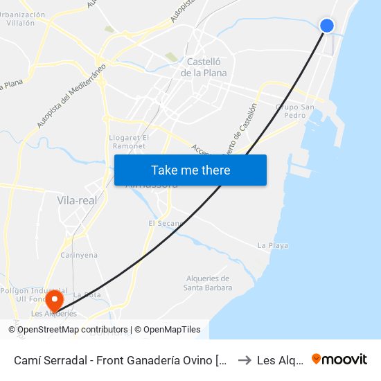 Camí Serradal - Front Ganadería Ovino [Castelló de La Plana] to Les Alqueries map