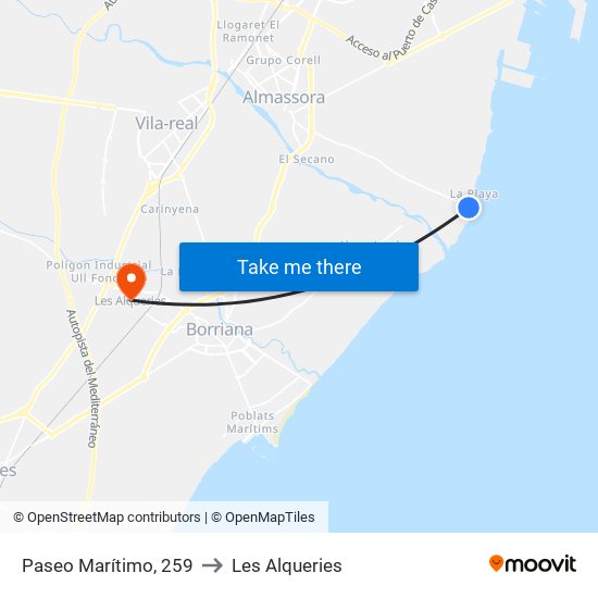 Paseo Marítimo, 259 to Les Alqueries map