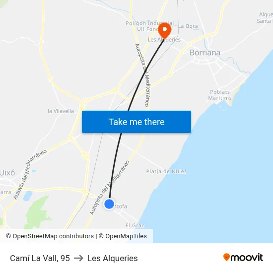 Camí La Vall, 95 to Les Alqueries map
