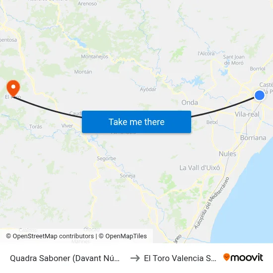 Quadra Saboner (Davant Núm. 41) to El Toro Valencia Spain map