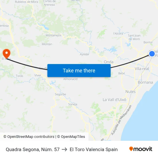 Quadra Segona, Núm. 57 to El Toro Valencia Spain map