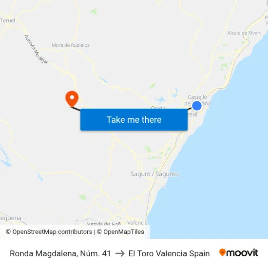 Ronda Magdalena, Núm. 41 to El Toro Valencia Spain map