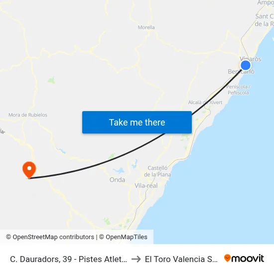 C. Dauradors, 39 - Pistes Atletisme to El Toro Valencia Spain map