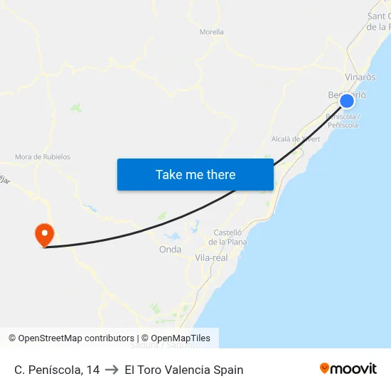 C. Peníscola, 14 to El Toro Valencia Spain map
