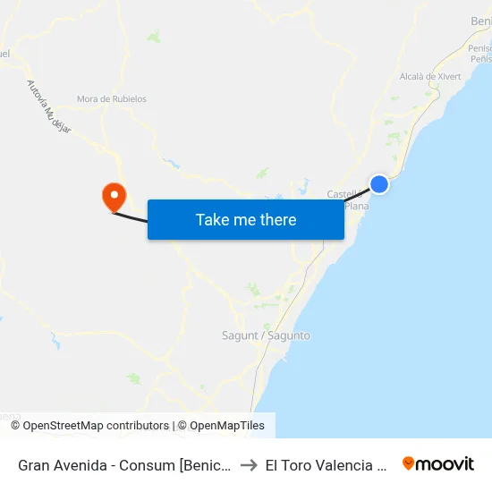 Gran Avenida - Consum [Benicàssim] to El Toro Valencia Spain map
