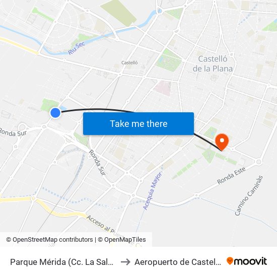 Parque Mérida (Cc. La Salera) to Aeropuerto de Castellon map