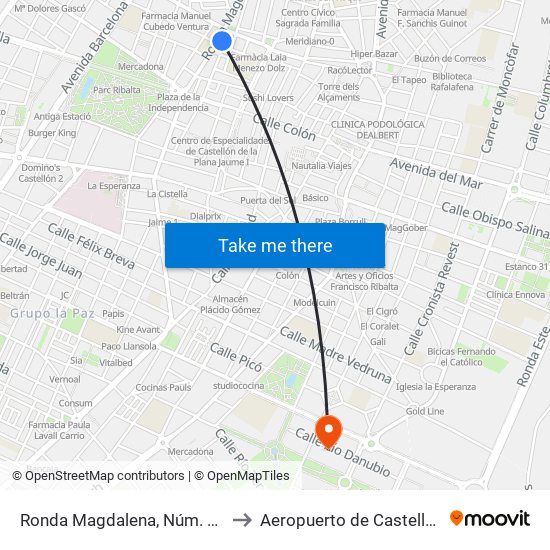 Ronda Magdalena, Núm. 38 to Aeropuerto de Castellon map