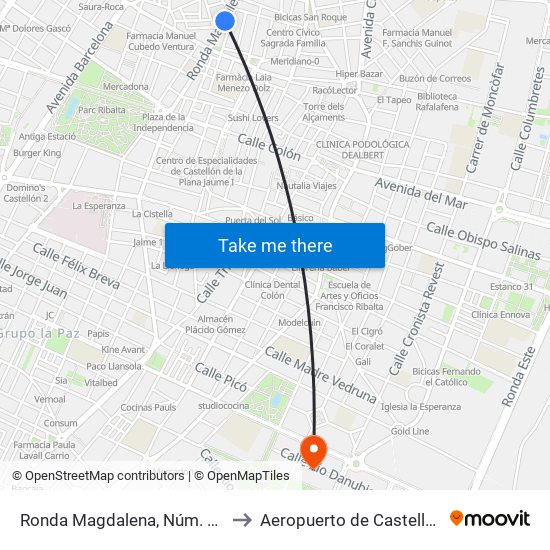 Ronda Magdalena, Núm. 41 to Aeropuerto de Castellon map