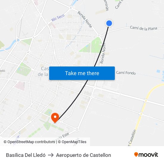 Basílica Del Lledó to Aeropuerto de Castellon map