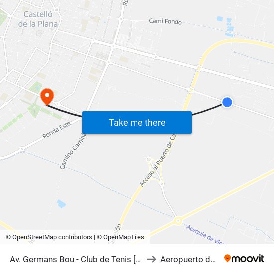 Av. Germans Bou - Club de Tenis [Castelló de La Plana] to Aeropuerto de Castellon map