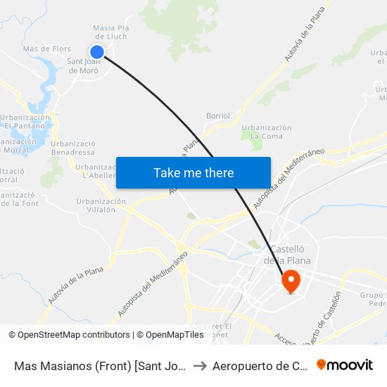 Mas Masianos (Front) [Sant Joan de Moró] to Aeropuerto de Castellon map