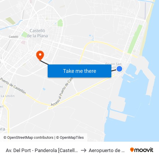 Av. Del Port - Panderola [Castelló de La Plana] to Aeropuerto de Castellon map