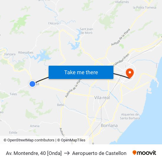 Av. Montendre, 40 [Onda] to Aeropuerto de Castellon map