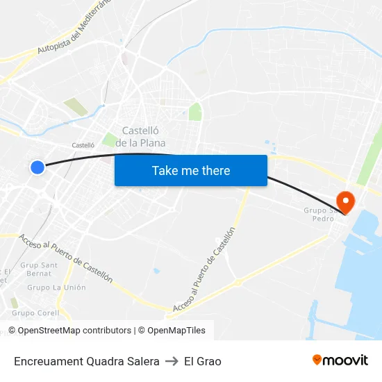 Encreuament Quadra Salera to El Grao map