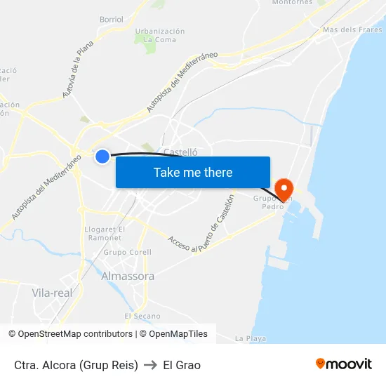 Ctra. Alcora (Grup Reis) to El Grao map