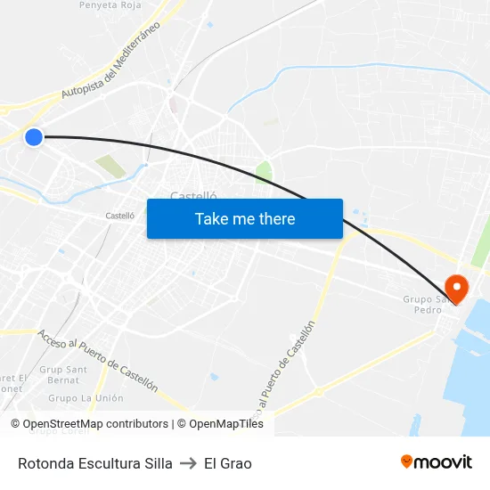Rotonda Escultura Silla to El Grao map