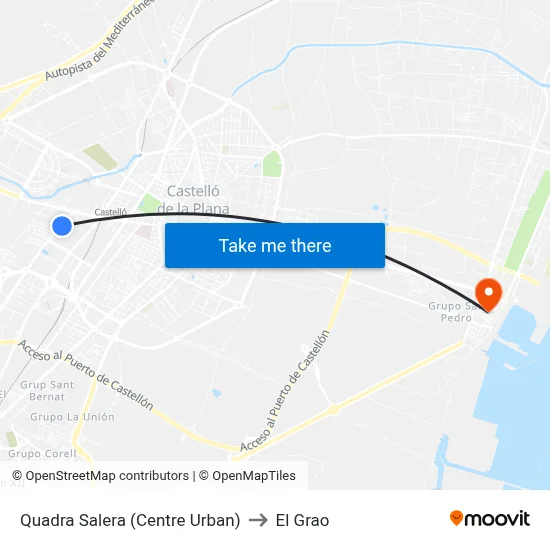 Quadra Salera (Centre Urban) to El Grao map