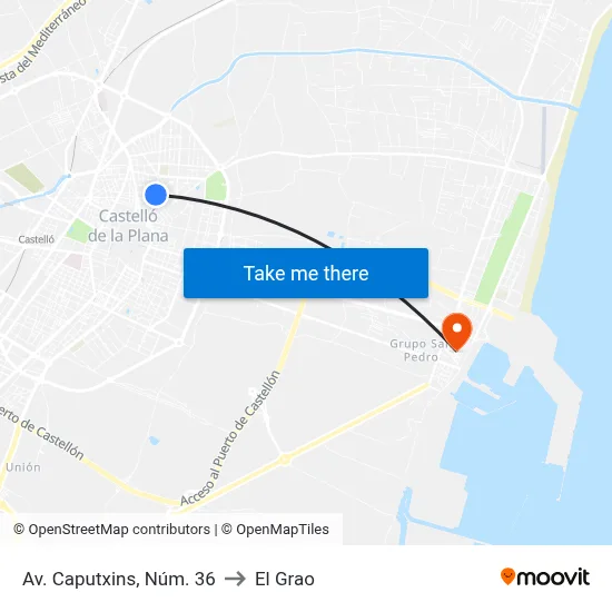 Av. Caputxins, Núm. 36 to El Grao map