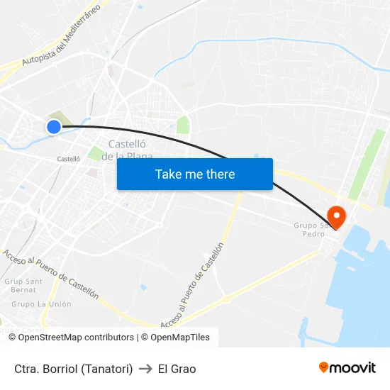Ctra. Borriol (Tanatori) to El Grao map
