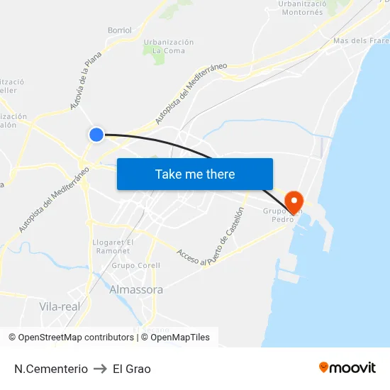 N.Cementerio to El Grao map