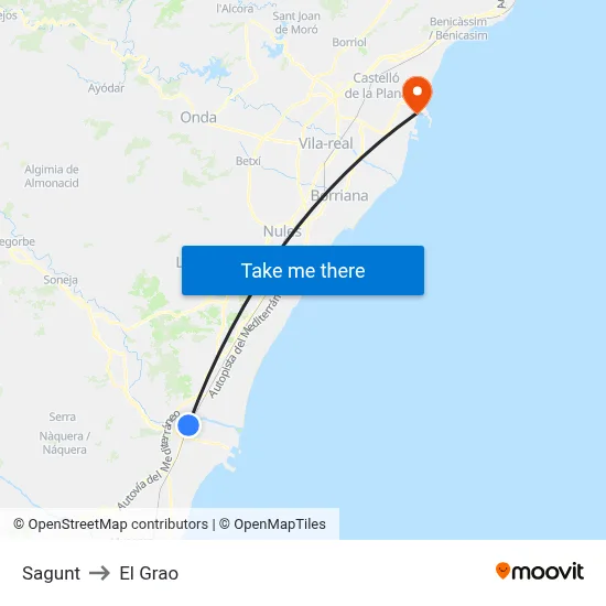 Sagunt to El Grao map