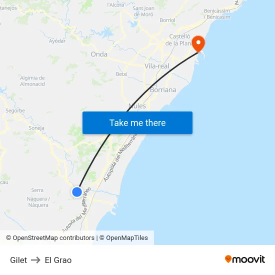 Gilet to El Grao map