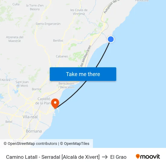 Camino Latall - Serradal [Alcalà de Xivert] to El Grao map
