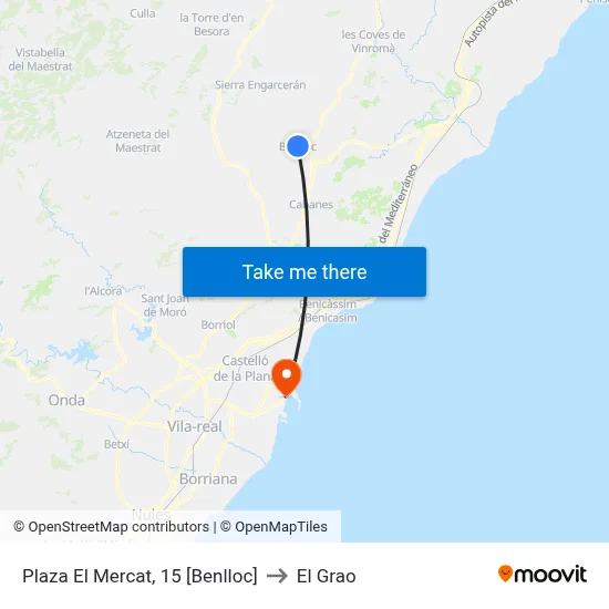 Plaza El Mercat, 15 [Benlloc] to El Grao map
