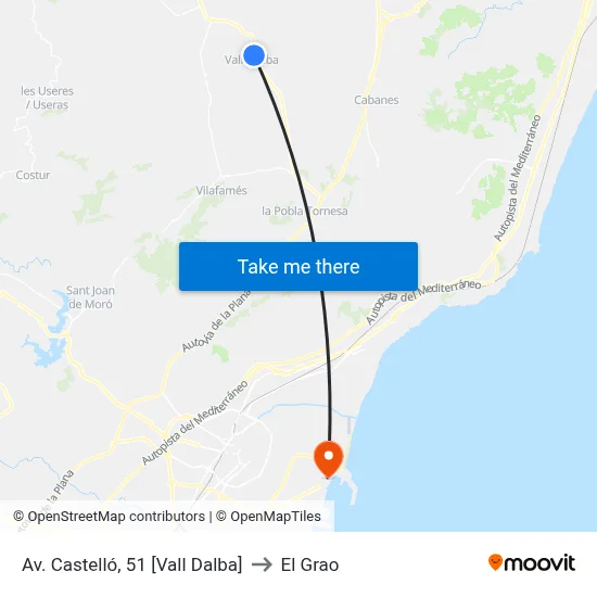 Av. Castelló, 51 [Vall Dalba] to El Grao map