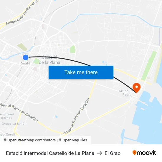 Estació Intermodal Castelló de La Plana to El Grao map
