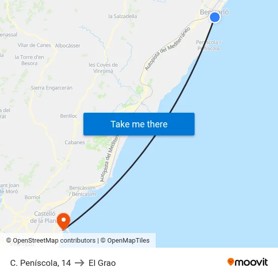 C. Peníscola, 14 to El Grao map