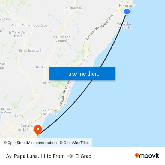 Av. Papa Luna, 111d Front to El Grao map