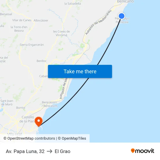 Av. Papa Luna, 32 to El Grao map