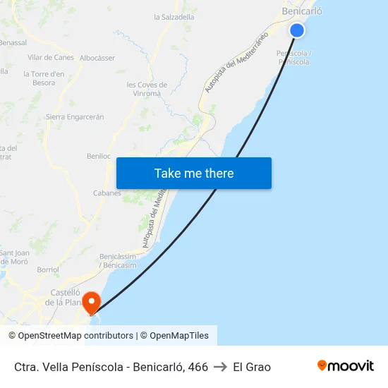 Ctra. Vella Peníscola - Benicarló, 466 to El Grao map
