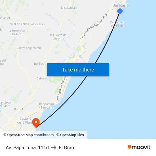 Av. Papa Luna, 111d to El Grao map