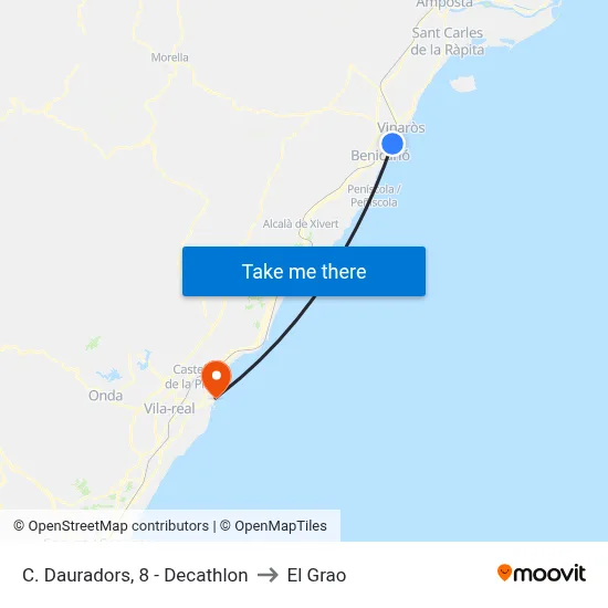 C. Dauradors, 8 - Decathlon to El Grao map