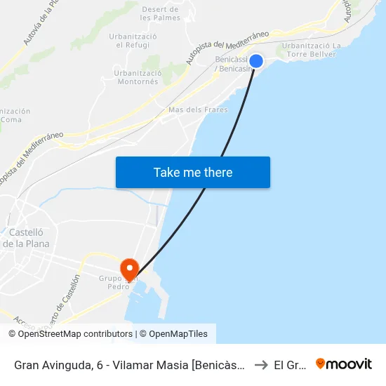 Gran Avinguda, 6 - Vilamar Masia [Benicàssim] to El Grao map