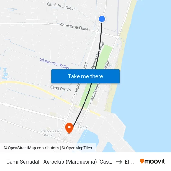 Camí Serradal - Aeroclub (Marquesina) [Castelló de La Plana] to El Grao map