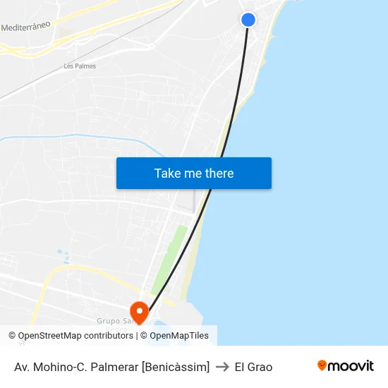 Av. Mohino-C. Palmerar [Benicàssim] to El Grao map