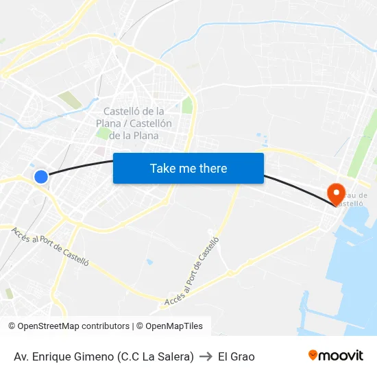 Av. Enrique Gimeno (C.C La Salera) to El Grao map