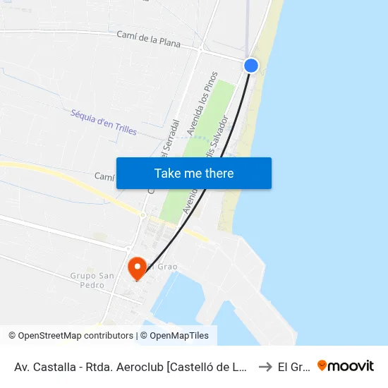 Av. Castalla - Rtda. Aeroclub [Castelló de La Plana] to El Grao map