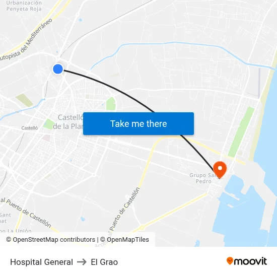 Hospital General to El Grao map