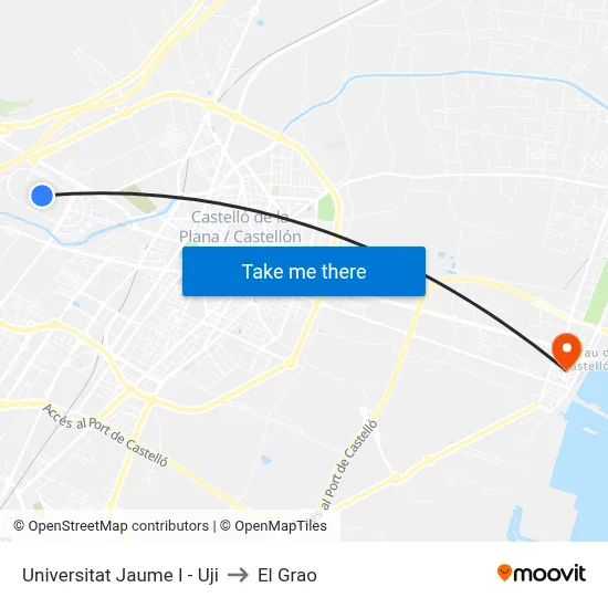 Universitat Jaume I - Uji to El Grao map