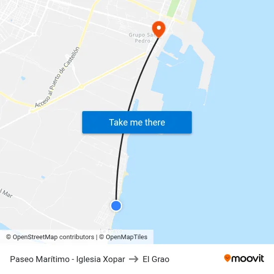 Paseo Marítimo - Iglesia Xopar to El Grao map
