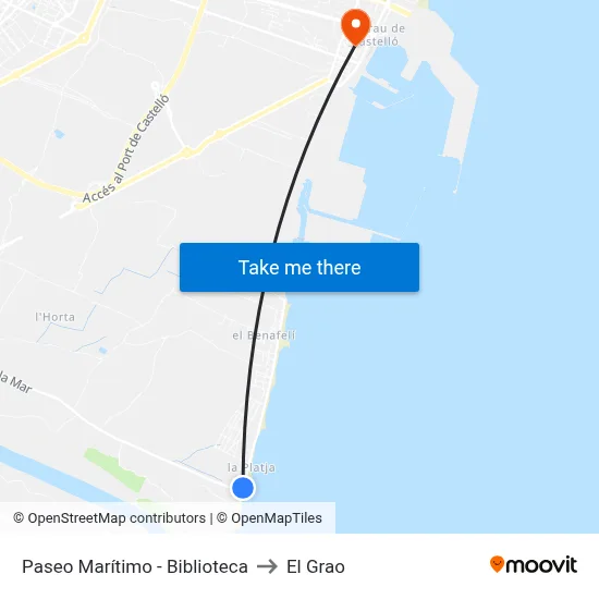 Paseo Marítimo - Biblioteca to El Grao map