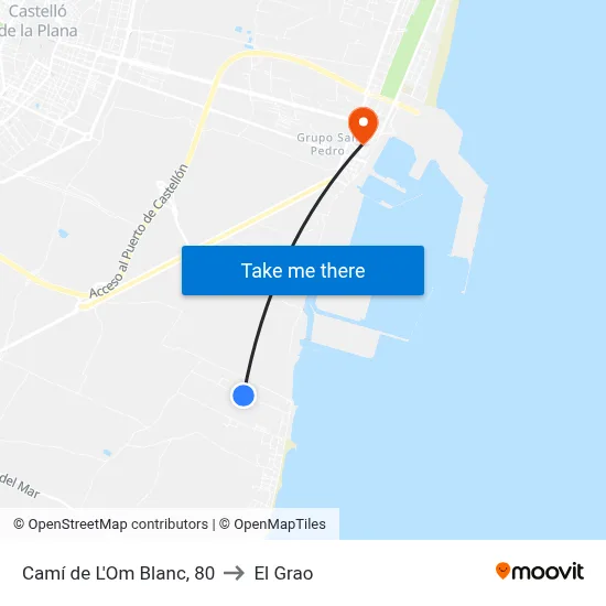 Camí de L'Om Blanc, 80 to El Grao map