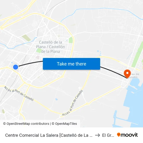 Centre Comercial La Salera [Castelló de La Plana] to El Grao map