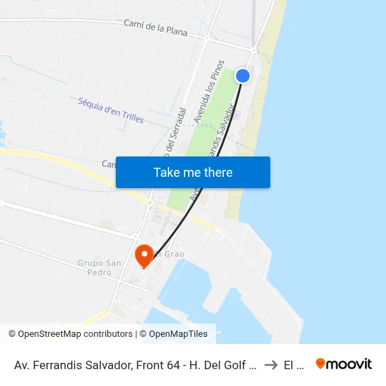 Av. Ferrandis Salvador, Front 64 - H. Del Golf [Castelló de La Plana] to El Grao map