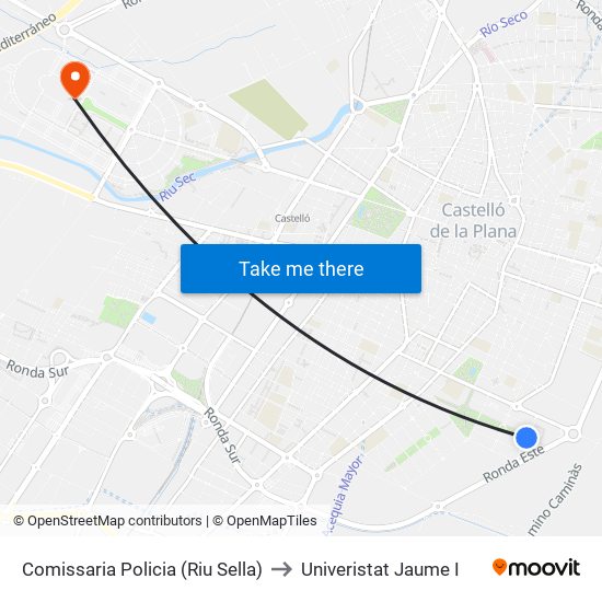 Comissaria Policia (Riu Sella) to Univeristat Jaume I map